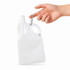 A drink bottle in clear plastic with a collapsible design and a carabiner attachment for easy carrying.