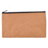 A kraft paper pouch in brown with a black zipper, featuring a simple design and a branding logo.