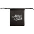 A black drawstring pouch with a logo featuring nautical elements and the text "Ahoy Creek."