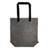 A gray RPET gusset tote bag with black handles, featuring a spacious design.