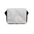 A black and white carry bag with a zip closure, featuring a large white flap and straps on the sides.