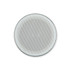 A circular speaker featuring a mesh grille design in silver, suitable for audio use.