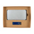 A cardboard gift set containing a silver power bank and a blue USB flash drive.