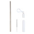 A drink bottle accessory set featuring a stainless steel telescopic straw, cleaning brush, and a white storage case with a clip.