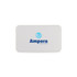 A white power bank with a rounded design and a logo in the centre.
