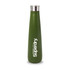 A drink bottle in green with a sleek design and a silver lid, featuring a logo. Holds 500ml.