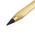 A grey-lead pencil with a bamboo shaft and a black tip, featuring a gold-coloured ferrule. It has a logo.