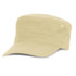 A military-style cap in a light beige colour with a logo on the side.