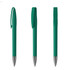 A collection of green metal pens with a shiny silver tip and clip, featuring a minimalist design.