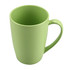 A green bamboo mug with a handle, featuring a simple design and a smooth finish. It has a logo on the side.