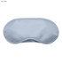 A light grey sleep eye mask with a curved shape and smooth fabric. It features a logo on one side.