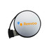 A silver USB hub with a retractable design and a branded logo in orange and blue.