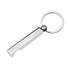 A drink bottle opener key ring in silver, featuring a sleek rectangular design and a round keyring attachment.