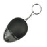 A drink bottle opener key ring in black, designed like a mouse, featuring a silver chain attachment and a transparent bottom.