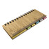 A bamboo sticky note pad featuring a wooden finish, spiral binding, and several coloured sticky notes along the bottom.