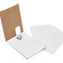 A Flexi Notebook featuring a brown cover, white blank pages, and a black binder clip holding the sheets together.