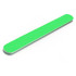 A green nail file with a smooth, flat surface, designed for nail care. It features a simple design and has a branding logo.