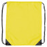 A yellow nylon backsack with black corners and drawstring closure. It features a logo on one side.