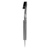 A pen with a sleek and modern design, featuring a black plastic body and silver accents. It has a clip for attachment.