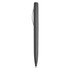 A metallic grey plastic pen with a sleek design and a clip for attaching to notebooks or pockets.