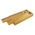 A wooden play set featuring a sleek, natural finish with included sticks, presented in a compact storage case.