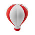 A red and white stress hot air balloon with a smooth finish, featuring a rounded shape and a small base.