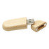A bamboo USB flash drive in light wood, featuring a cap that can be removed. Includes a logo on its surface.