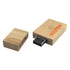 A bamboo USB flash drive with a wooden casing, featuring an exposed USB connector and a removable lid.