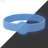 A dark blue silicone wristband with a circular design element, suitable for customisation.