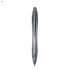 A plastic pen in a sleek grey colour, featuring a smooth barrel and a functional clip, with branding on the side.