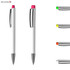 A plastic pen with a white body and glossy finish, featuring a pink top and chrome accents. Includes multiple colour options.