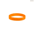 An orange silicone wristband featuring a debossed logo.