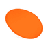 An orange nylon foldable flyer with a smooth surface, designed for outdoor fun and games. It has a logo.