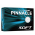 A boxed set of 12 white golf balls named "Pinnacle Soft," featuring a logo on the packaging.