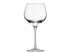 A wine glass featuring a clear design, elegant curves, and a tall stem, packaged in a gift box.