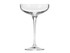A champagne coupe glass with a clear finish and elegant stem, part of a boxed set of six.