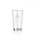 A clear plastic tumbler with a logo, featuring a tall and sleek design, perfect for beverages.
