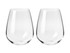 A set of two clear glass stemless wine glasses, each with a 500ml capacity, elegantly gift boxed.