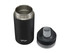 A drink bottle with a black double wall design, lid removed, featuring a logo on its side.