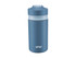 A drink bottle in a light blue colour with a lid and a logo. Double wall design, 350ml capacity.