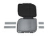 A medium bento box in black and grey, featuring a divided compartment and removable sections. Includes a logo.