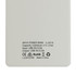 A light grey power bank with a capacity of 10,000mAh, featuring a logo and technical specifications on the back.