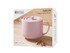 A pink teapot with infuser, presented in a gift box, featuring a simple, modern design.