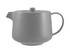 A grey teapot with a lid and handle, featuring a smooth finish. It comes with an infuser and is gift boxed.