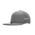 A grey cap with a mesh back and a flat brim, featuring a logo on the front.