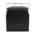 A black retro metal ice cooler box with a silver handle and lid, featuring a simple, sleek design.