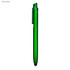 A dark green stylus pen with a clip and a rounded tip, featuring a logo.