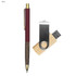 A burgundy pen and a wooden USB drive with a silver clip are featured in the Woodee Gift Set.