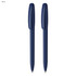 A set of two blue plastic pens with a smooth design and a branding logo.