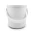 A white plastic bucket with a handle, designed for various storage and transport purposes.